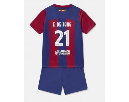 Barcelona Frenkie de Jong #21 Domácí dres komplet pro Děti 2023-24 Krátkým Rukávem (+ Krátké kalhoty)