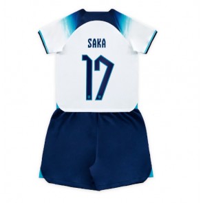 Anglie Bukayo Saka #17 Domácí dres komplet pro Děti MS 2022 Krátkým Rukávem (+ Krátké kalhoty)