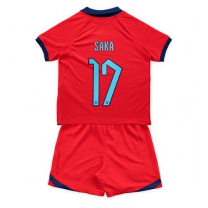 Anglie Bukayo Saka #17 Venkovní dres komplet pro Děti MS 2022 Krátkým Rukávem (+ Krátké kalhoty)