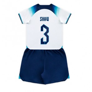 Anglie Luke Shaw #3 Domácí dres komplet pro Děti MS 2022 Krátkým Rukávem (+ Krátké kalhoty)