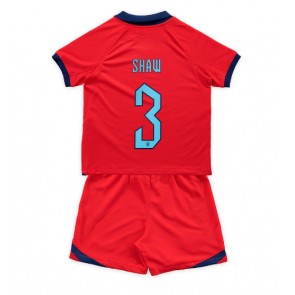 Anglie Luke Shaw #3 Venkovní dres komplet pro Děti MS 2022 Krátkým Rukávem (+ Krátké kalhoty)