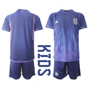 Argentina Venkovní dres komplet pro Děti MS 2022 Krátkým Rukávem (+ Krátké kalhoty)