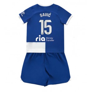 Atletico Madrid Stefan Savic #15 Venkovní dres komplet pro Děti 2023-24 Krátkým Rukávem (+ Krátké kalhoty)