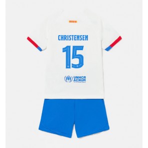 Barcelona Andreas Christensen #15 Venkovní dres komplet pro Děti 2023-24 Krátkým Rukávem (+ Krátké kalhoty)