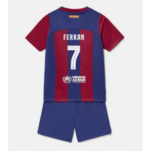 Barcelona Ferran Torres #7 Domácí dres komplet pro Děti 2023-24 Krátkým Rukávem (+ Krátké kalhoty)