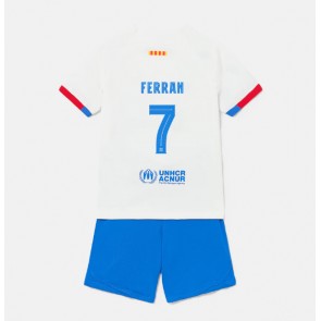 Barcelona Ferran Torres #7 Venkovní dres komplet pro Děti 2023-24 Krátkým Rukávem (+ Krátké kalhoty)