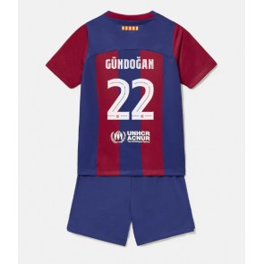 Barcelona Ilkay Gundogan #22 Domácí dres komplet pro Děti 2023-24 Krátkým Rukávem (+ Krátké kalhoty)