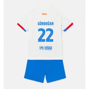 Barcelona Ilkay Gundogan #22 Venkovní dres komplet pro Děti 2023-24 Krátkým Rukávem (+ Krátké kalhoty)