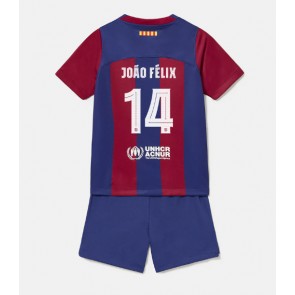 Barcelona Joao Felix #14 Domácí dres komplet pro Děti 2023-24 Krátkým Rukávem (+ Krátké kalhoty)