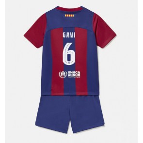 Barcelona Paez Gavi #6 Domácí dres komplet pro Děti 2023-24 Krátkým Rukávem (+ Krátké kalhoty)