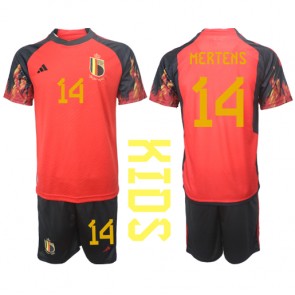 Belgie Dries Mertens #14 Domácí dres komplet pro Děti MS 2022 Krátkým Rukávem (+ Krátké kalhoty)