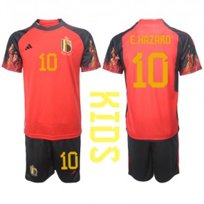 Belgie Eden Hazard #10 Domácí dres komplet pro Děti MS 2022 Krátkým Rukávem (+ Krátké kalhoty)
