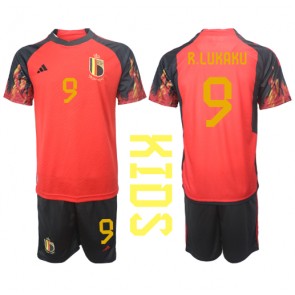 Belgie Romelu Lukaku #9 Domácí dres komplet pro Děti MS 2022 Krátkým Rukávem (+ Krátké kalhoty)