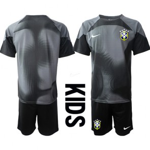 Brazílie Brankář Domácí dres komplet pro Děti MS 2022 Krátkým Rukávem (+ Krátké kalhoty)