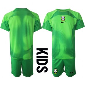 Brazílie Brankář Venkovní dres komplet pro Děti MS 2022 Krátkým Rukávem (+ Krátké kalhoty)