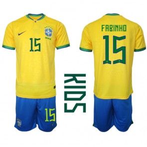 Brazílie Fabinho #15 Domácí dres komplet pro Děti MS 2022 Krátkým Rukávem (+ Krátké kalhoty)