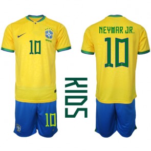 Brazílie Neymar Jr #10 Domácí dres komplet pro Děti MS 2022 Krátkým Rukávem (+ Krátké kalhoty)