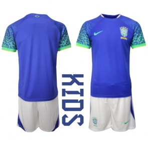 Brazílie Venkovní dres komplet pro Děti MS 2022 Krátkým Rukávem (+ Krátké kalhoty)
