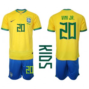 Brazílie Vinicius Junior #20 Domácí dres komplet pro Děti MS 2022 Krátkým Rukávem (+ Krátké kalhoty)