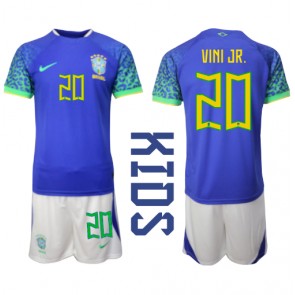 Brazílie Vinicius Junior #20 Venkovní dres komplet pro Děti MS 2022 Krátkým Rukávem (+ Krátké kalhoty)