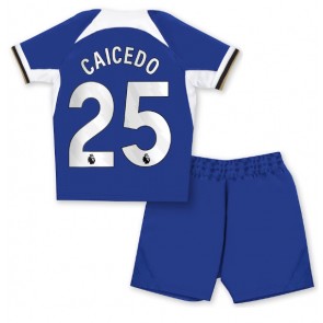 Chelsea Moises Caicedo #25 Domácí dres komplet pro Děti 2023-24 Krátkým Rukávem (+ Krátké kalhoty)