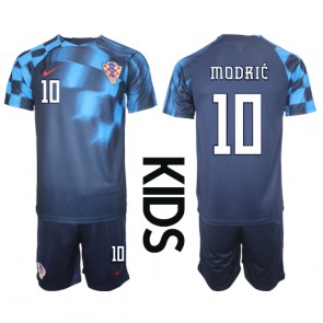 Chorvatsko Luka Modric #10 Venkovní dres komplet pro Děti MS 2022 Krátkým Rukávem (+ Krátké kalhoty)