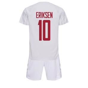 Dánsko Christian Eriksen #10 Venkovní dres komplet pro Děti MS 2022 Krátkým Rukávem (+ Krátké kalhoty)