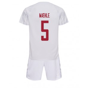 Dánsko Joakim Maehle #5 Venkovní dres komplet pro Děti MS 2022 Krátkým Rukávem (+ Krátké kalhoty)