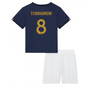 Francie Aurelien Tchouameni #8 Domácí dres komplet pro Děti MS 2022 Krátkým Rukávem (+ Krátké kalhoty)