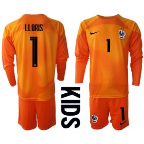 Francie Hugo Lloris #1 Brankář Domácí dres komplet pro Děti MS 2022 Dlouhým Rukávem (+ Krátké kalhoty)