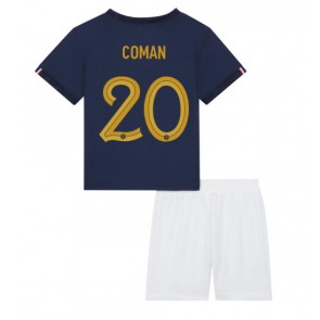Francie Kingsley Coman #20 Domácí dres komplet pro Děti MS 2022 Krátkým Rukávem (+ Krátké kalhoty)