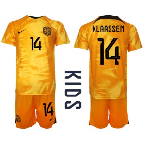 Holandsko Davy Klaassen #14 Domácí dres komplet pro Děti MS 2022 Krátkým Rukávem (+ Krátké kalhoty)