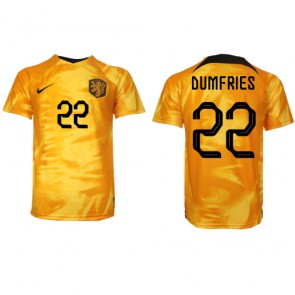 Holandsko Denzel Dumfries #22 Domácí Dres MS 2022 Krátkým Rukávem