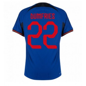 Holandsko Denzel Dumfries #22 Venkovní Dres MS 2022 Krátkým Rukávem
