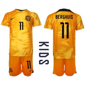 Holandsko Steven Berghuis #11 Domácí dres komplet pro Děti MS 2022 Krátkým Rukávem (+ Krátké kalhoty)