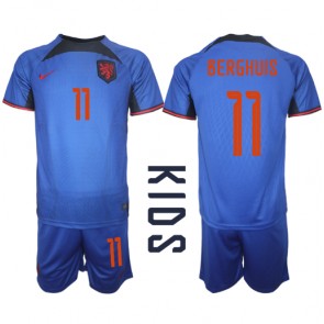 Holandsko Steven Berghuis #11 Venkovní dres komplet pro Děti MS 2022 Krátkým Rukávem (+ Krátké kalhoty)