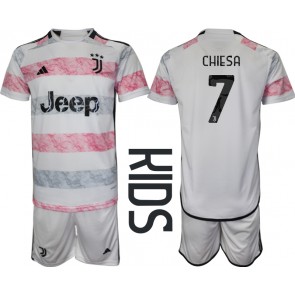 Juventus Federico Chiesa #7 Venkovní dres komplet pro Děti 2023-24 Krátkým Rukávem (+ Krátké kalhoty)