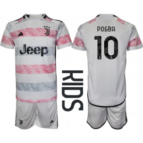 Juventus Paul Pogba #10 Venkovní dres komplet pro Děti 2023-24 Krátkým Rukávem (+ Krátké kalhoty)