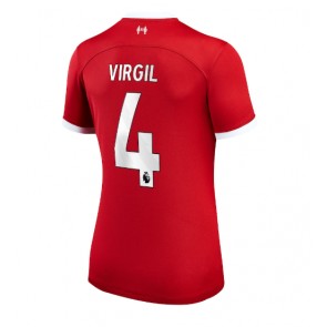Liverpool Virgil van Dijk #4 Domácí Dres pro Dámy 2023-24 Krátkým Rukávem