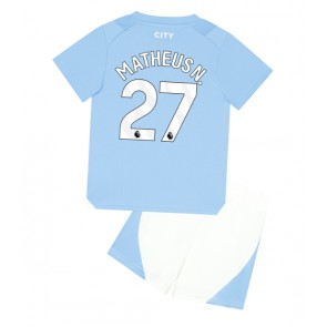 Manchester City Matheus Nunes #27 Domácí dres komplet pro Děti 2023-24 Krátkým Rukávem (+ Krátké kalhoty)