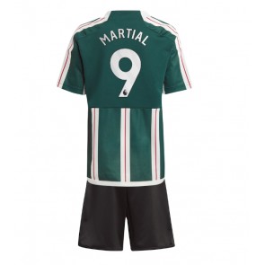 Manchester United Anthony Martial #9 Venkovní dres komplet pro Děti 2023-24 Krátkým Rukávem (+ Krátké kalhoty)
