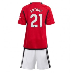 Manchester United Antony #21 Domácí dres komplet pro Děti 2023-24 Krátkým Rukávem (+ Krátké kalhoty)