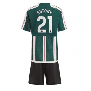 Manchester United Antony #21 Venkovní dres komplet pro Děti 2023-24 Krátkým Rukávem (+ Krátké kalhoty)