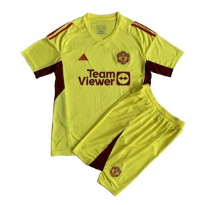 Manchester United Brankář Venkovní dres komplet pro Děti 2023-24 Krátkým Rukávem (+ Krátké kalhoty)