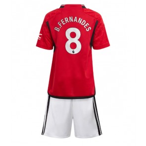 Manchester United Bruno Fernandes #8 Domácí dres komplet pro Děti 2023-24 Krátkým Rukávem (+ Krátké kalhoty)
