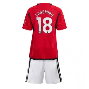 Manchester United Casemiro #18 Domácí dres komplet pro Děti 2023-24 Krátkým Rukávem (+ Krátké kalhoty)