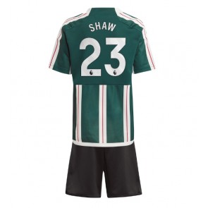 Manchester United Luke Shaw #23 Venkovní dres komplet pro Děti 2023-24 Krátkým Rukávem (+ Krátké kalhoty)