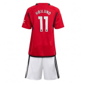 Manchester United Rasmus Hojlund #11 Domácí dres komplet pro Děti 2023-24 Krátkým Rukávem (+ Krátké kalhoty)