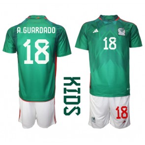 Mexiko Andres Guardado #18 Domácí dres komplet pro Děti MS 2022 Krátkým Rukávem (+ Krátké kalhoty)
