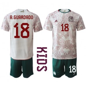 Mexiko Andres Guardado #18 Venkovní dres komplet pro Děti MS 2022 Krátkým Rukávem (+ Krátké kalhoty)